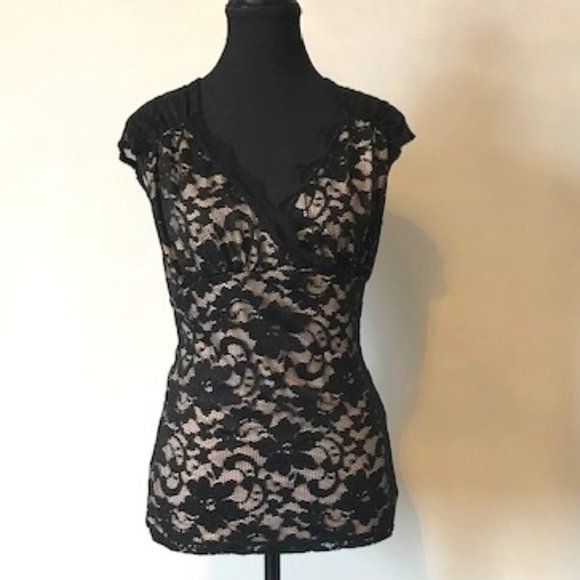Debbie Shuchat Black Lace Top - Picture 1 of 7